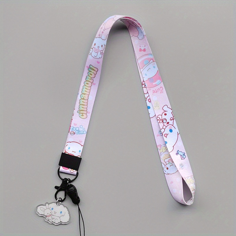 Sakura Print Fabric Lanyard – Floral ID Badge Holder Keychain For Women