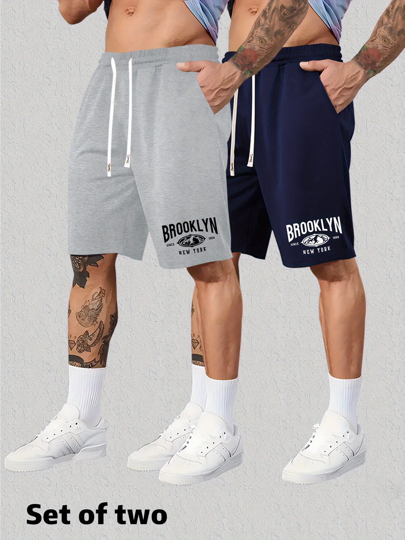 Men’s Fashion Printed Shorts with Drawstring – Casual Summer Two-Piece Set for Men