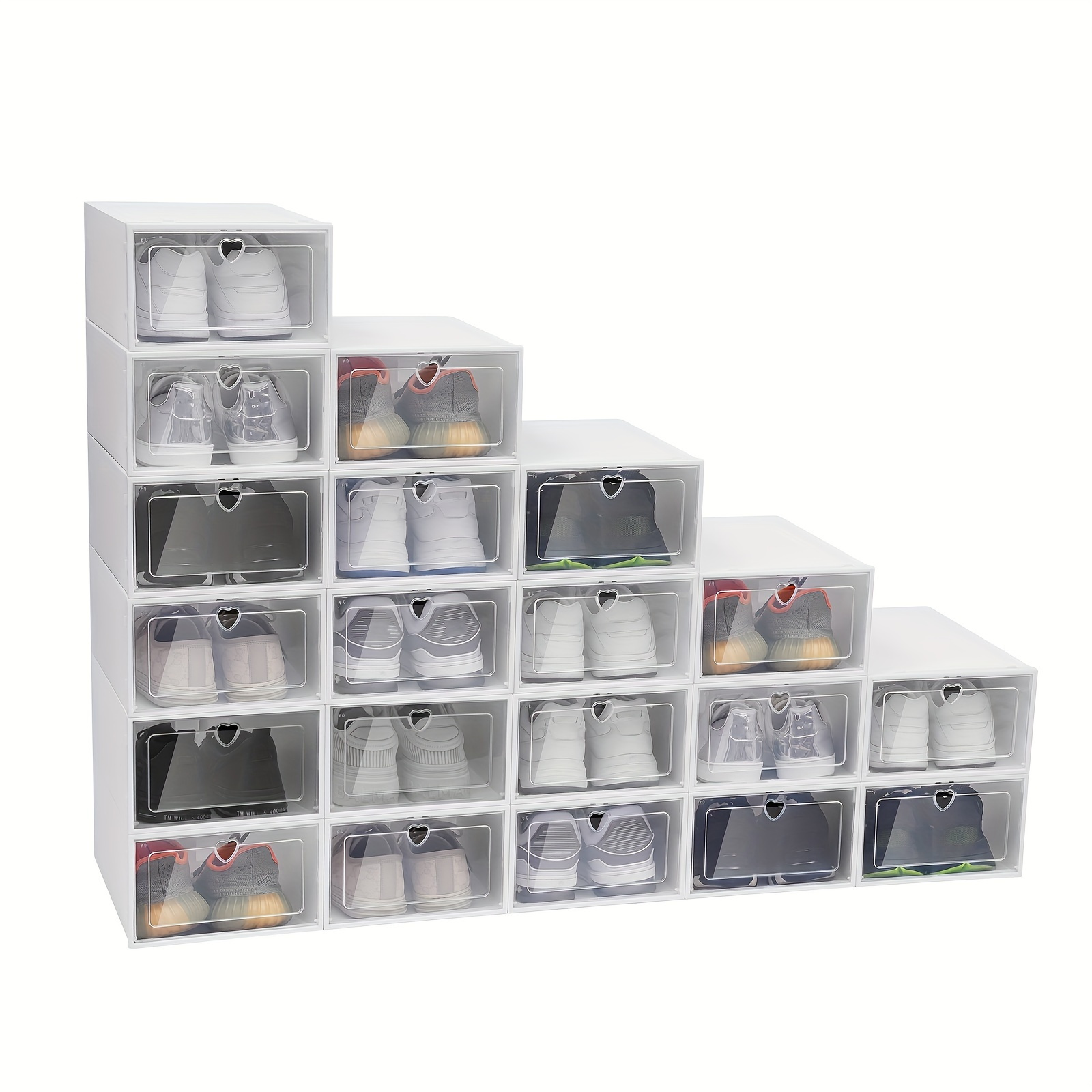 

4 pièces 8-pack Boîtes à Chaussures Transparentes Boîtes de Rangement Pliables Boîtes de Rangement pour Chaussures de Sport Empilables