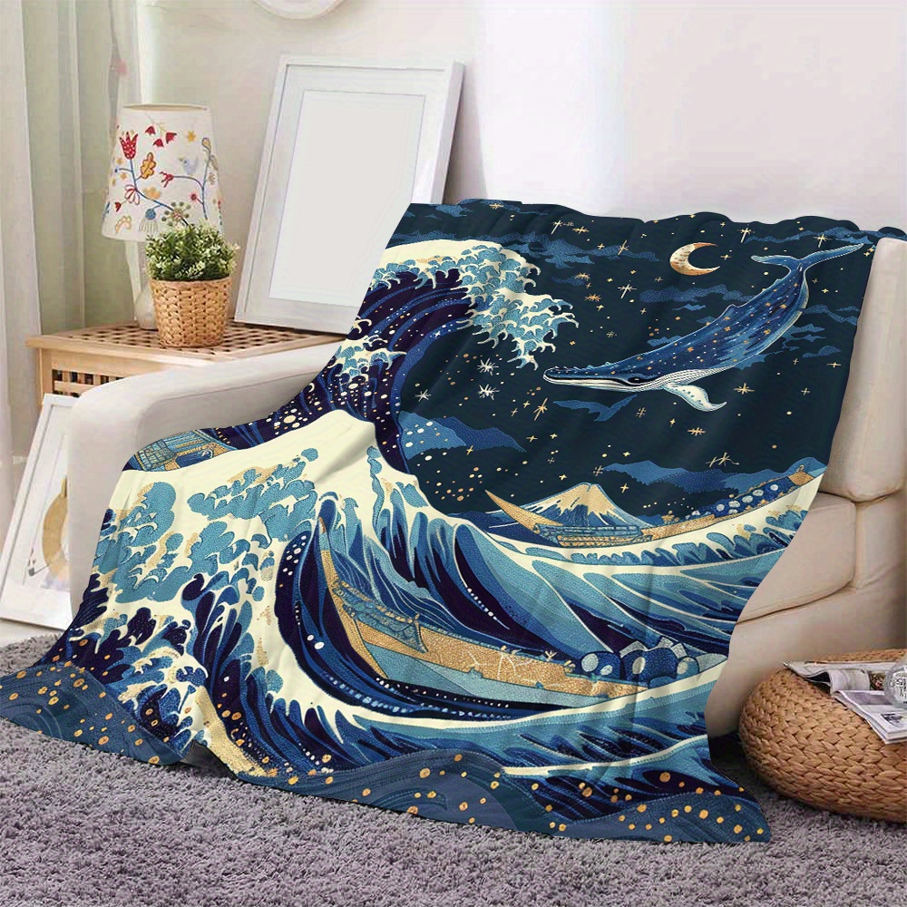 TEMU Couverture en flanelle imprimée numériquement pour canapé, motif de plage, couverture de climatisation, couverture de , jeté cadeau en