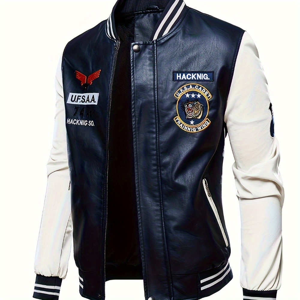 

Men's Leather Jacket Zip Up Casual Windbreaker Motorcycle Jacket Pu Biker Outwear Coat