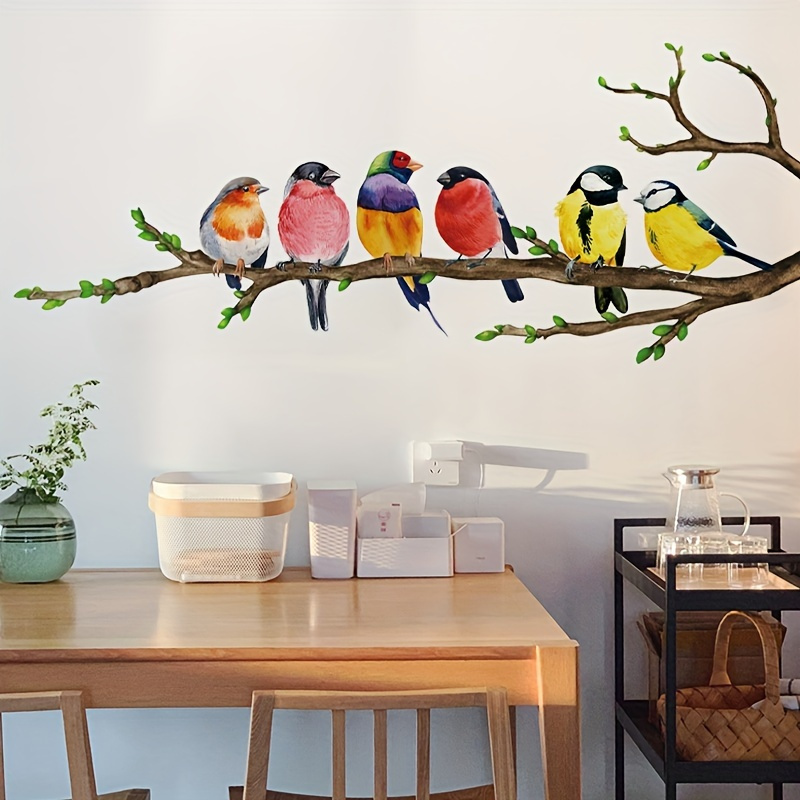 

Birds On Branch Wall Decal - 1pc Creative Self-adhesive Sticker For Bathroom & Home Decor