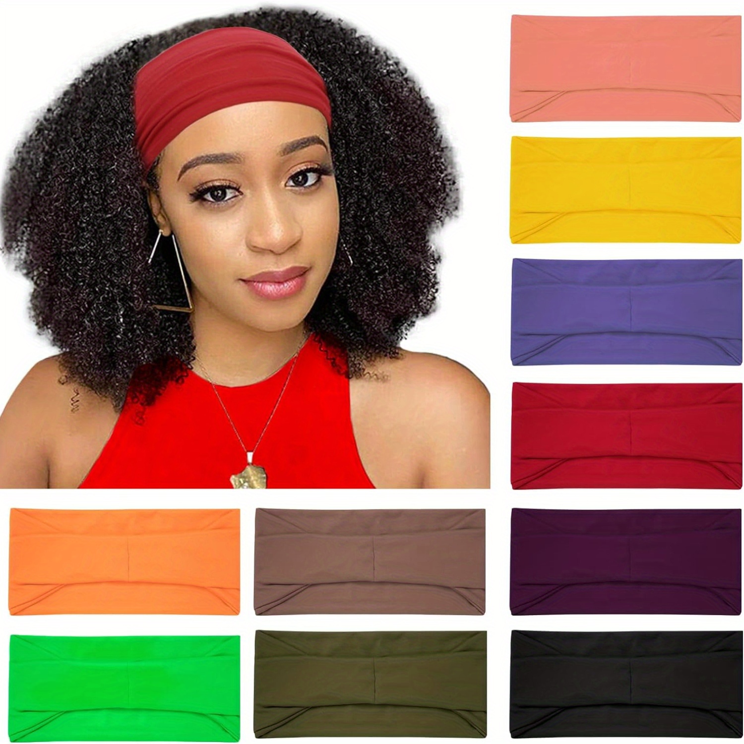 

10pcs Wide Headbands For Women Girls, Workout Yoga Running Womens Headbands Hair Bands For Women's Hair, Non Slip Sweat Head Bands Wrap