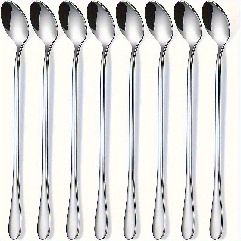 

6-piece Stainless Steel Spoon Set - Long Handle For Iced Tea, Coffee & Desserts - Dishwasher Safe, Perfect For Home, Coffee Shops & Restaurants Coffee Spoon Tea Spoons For Tea