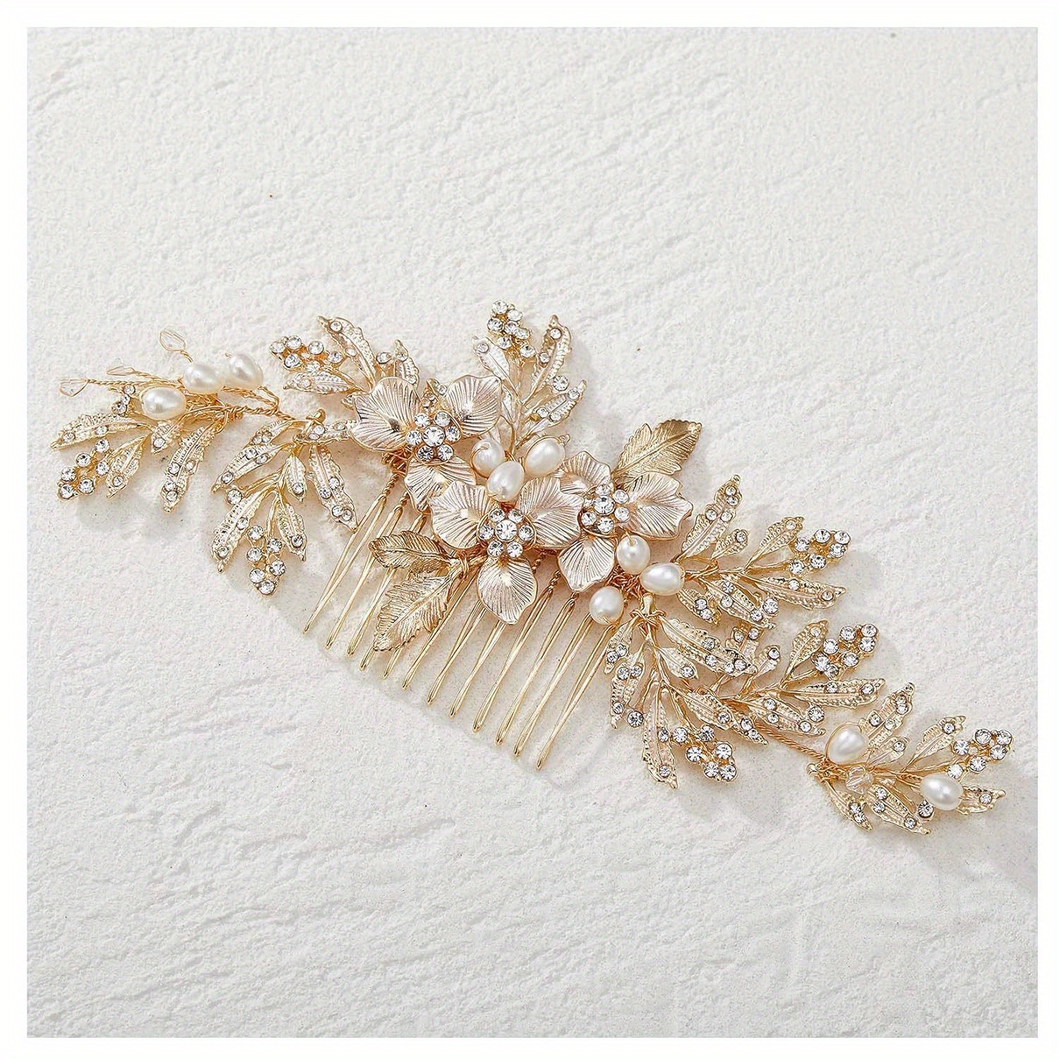 

Handmade Wedding Hair Comb Clip Rhinestone Bridal Hair Comb Piece, Gold Hair Accessories For Brides Wedding