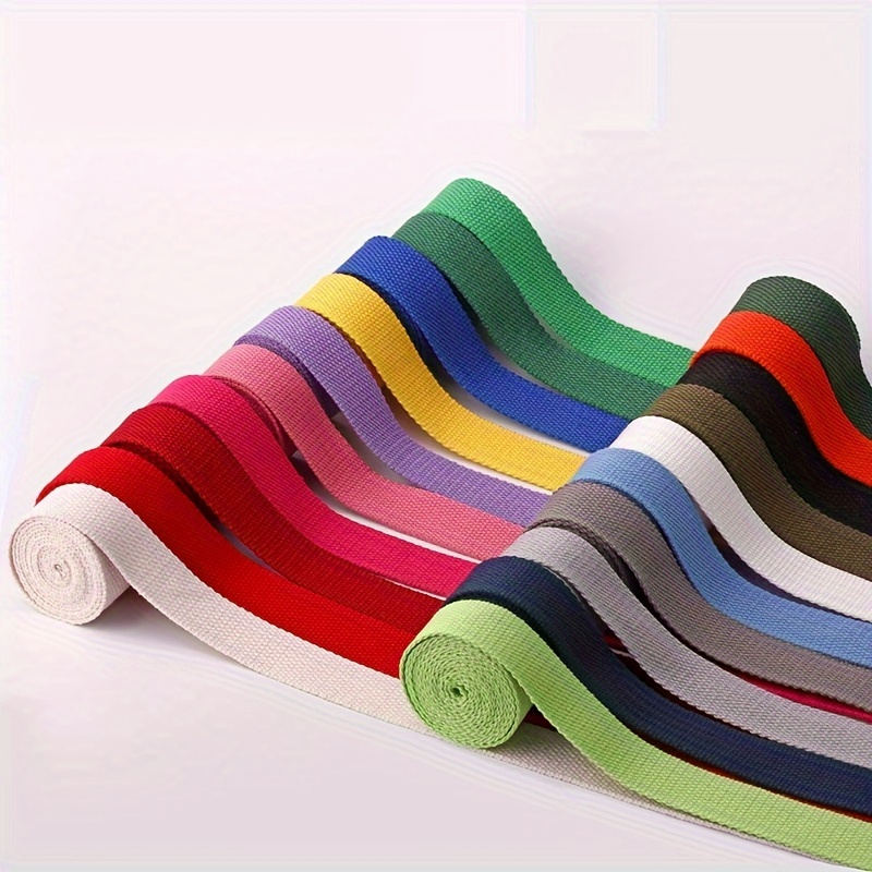 

6m Durable Cotton Webbing Tape - Vibrant Colors, Perfect For Diy Crafts & Backpack Straps, Includes Canvas Storage Bag