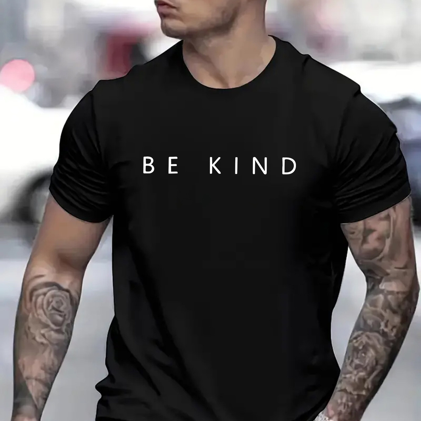 

Be Kind Print T-shirt - Trendy Casual Style With Comfy Short Sleeves - Perfect For Summer Outdoor Activities