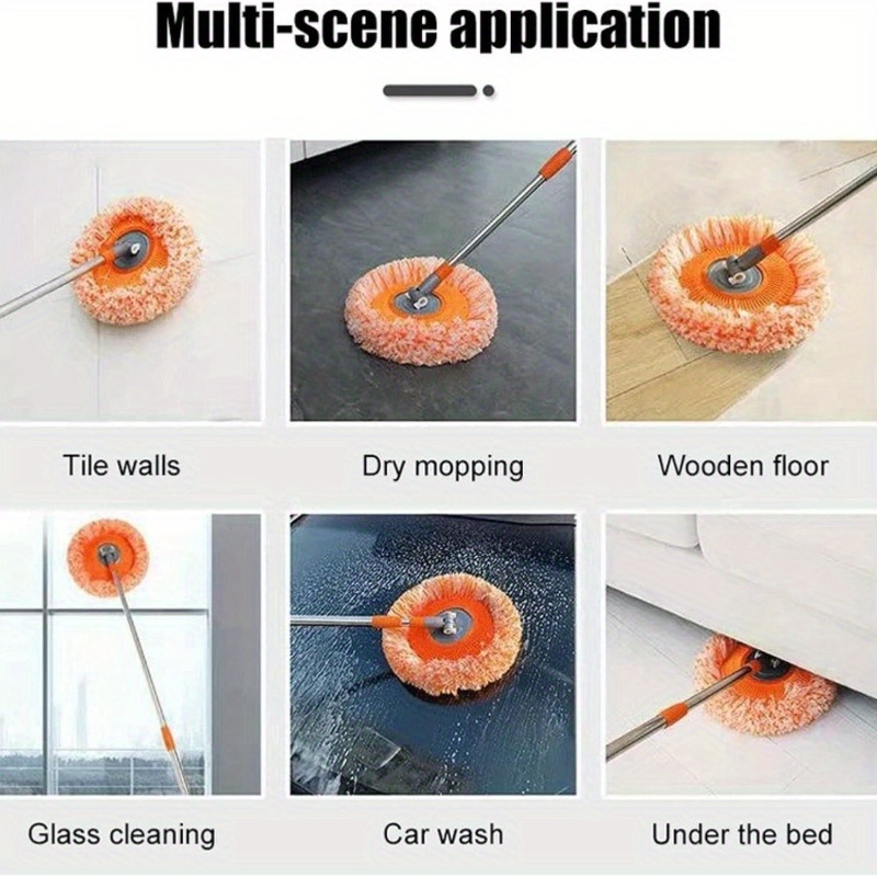 

Microfiber Mop With 4 Washable Pads - Living Room, Bedroom, Bathroom, Toilet, Floor - Wet And Dry Dusting Mop For Wall, Ceiling, Car Cleaning And Under Bed