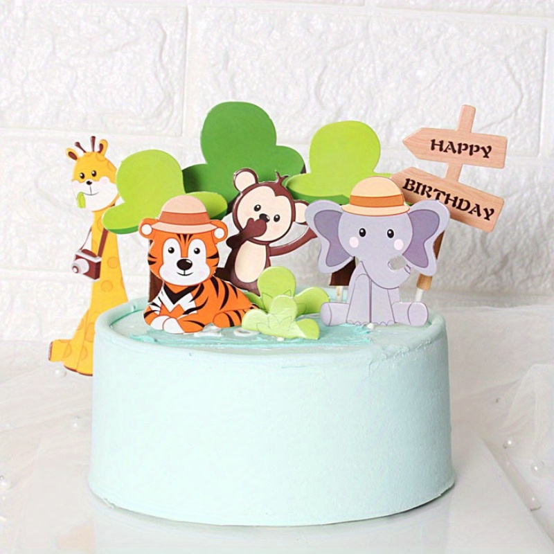 

11pcs Cute Animal Cake Topper Set - Birthday & Dessert Table Decorations, No Power Needed