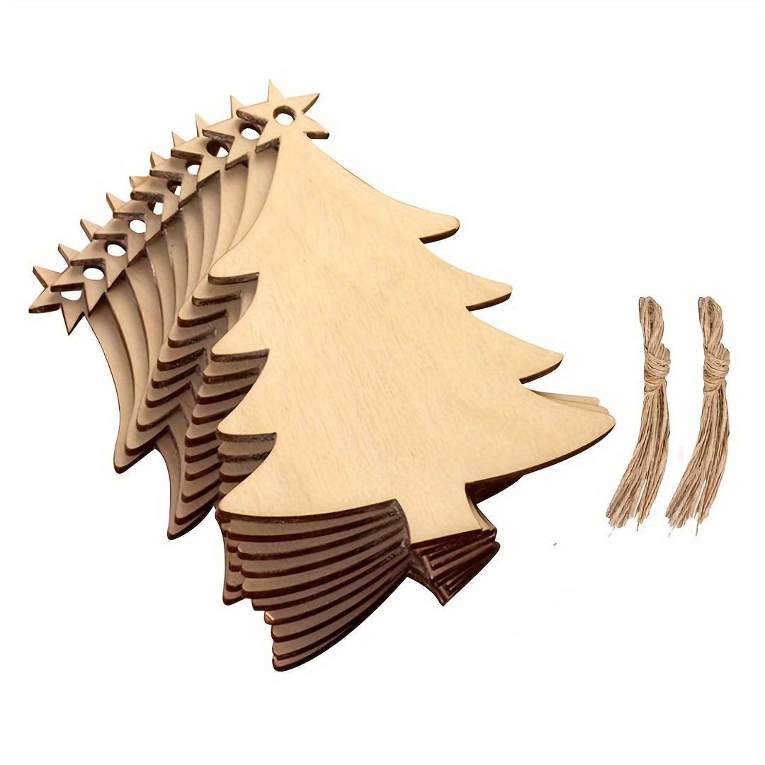 

20pcs Wooden Christmas Tree Ornaments - Diy Cutouts For Painting, Hanging Decorations & Jewelry Making Accessories