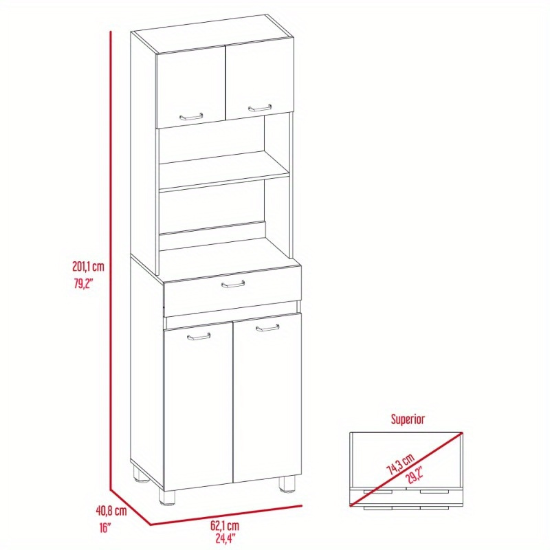 Microwave Cabinet Four Legs One Drawer Double Door - Temu