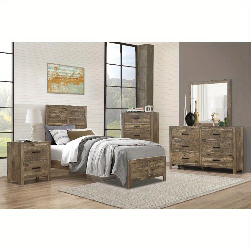 Bedroom Wooden Nightstand 1pc Weathered Pine Finish 2x Drawers 
