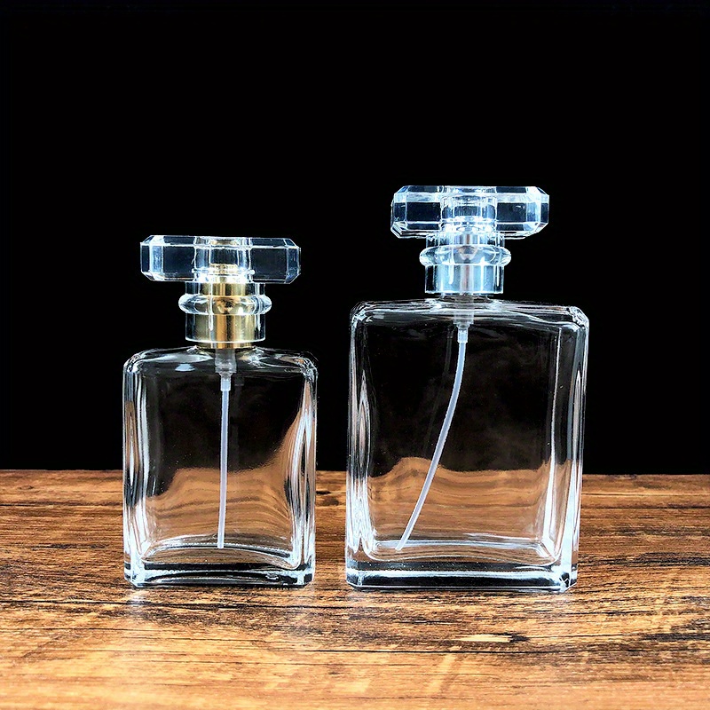 

1pc Square Glass Perfume Atomizer - 50ml/100ml Refillable Spray Bottle For Travel, Pvc-free & Scentless Perfume Refillable Bottles Perfume Travel Refillable