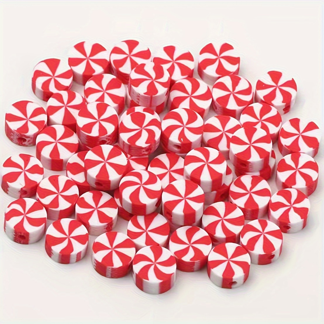 

100pcs Polymer Clay Loose Beads, Christmas Series Pieces For Diy Necklace Bracelet Jewelry Making Supplies