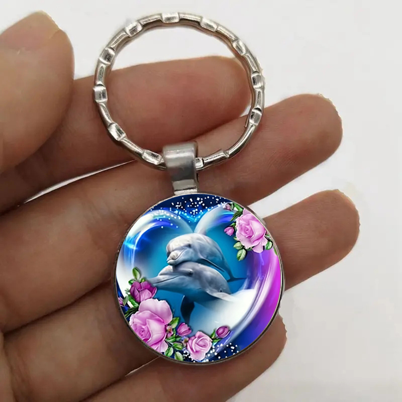 

Creative Heart Shape Dolphin Keychain Animal Animal Theme Keychain Ring Bag Backpack Charming Car Key Pendant Friend Gift