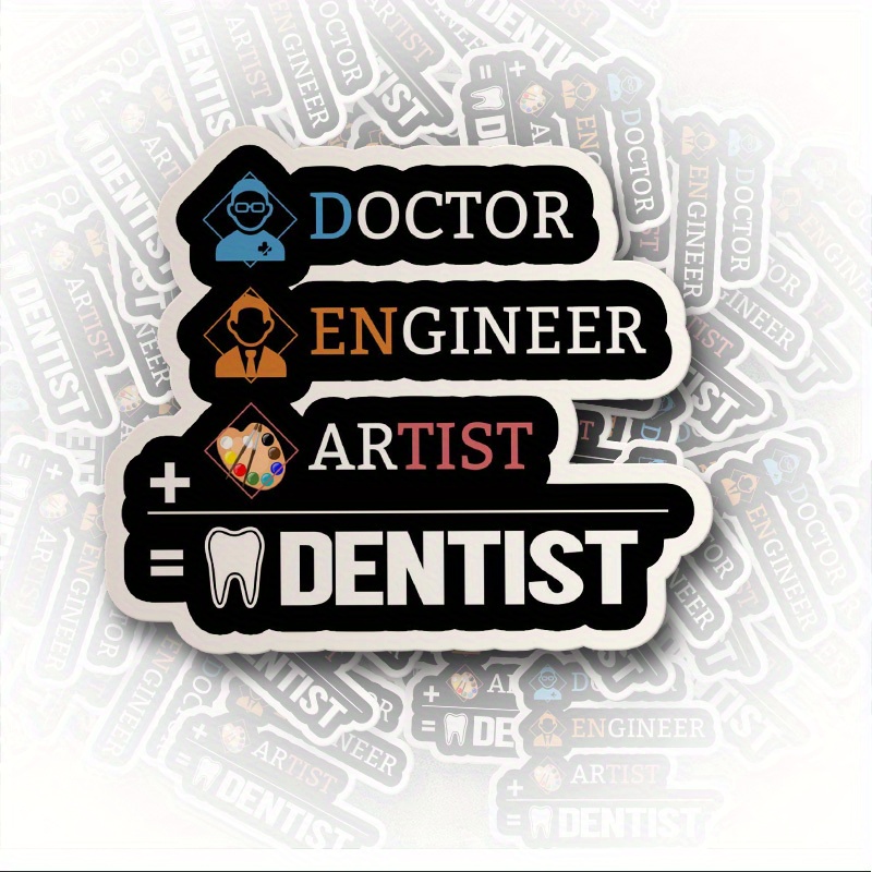 

Vinyl Dentist Decal Sticker - Doctor Engineer Artist Combination, Waterproof Self-adhesive For Plastic, Glass, Metal, Ceramic - Left Side Mount For Windows, Laptops, , Water Bottles, Books