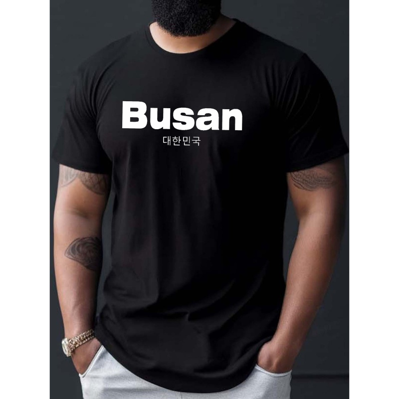 

Korea City Busan Print Tee Shirt, Tees For Men, Casual Short Sleeve T-shirt For Summer
