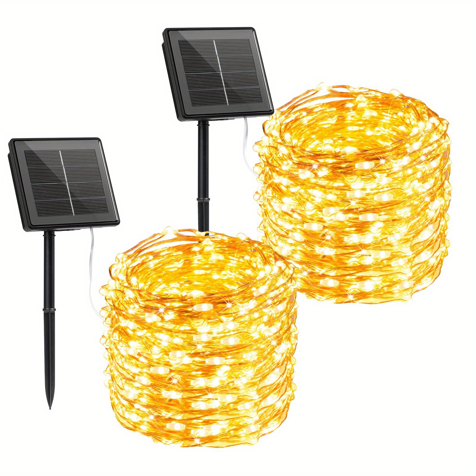 

2 Packs Total 66ft 200 Led Solar Fairy Lights With 8 Modes, Waterproof Solar Lights For Outside Patio Tree Wedding Christmas