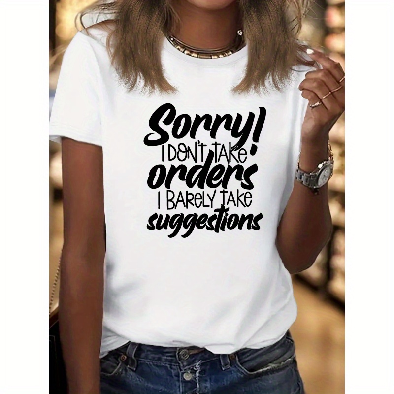 

Letter Print Crew Neck T-shirt, Casual Short Sleeve Top For Spring & Summer, Women's Clothing