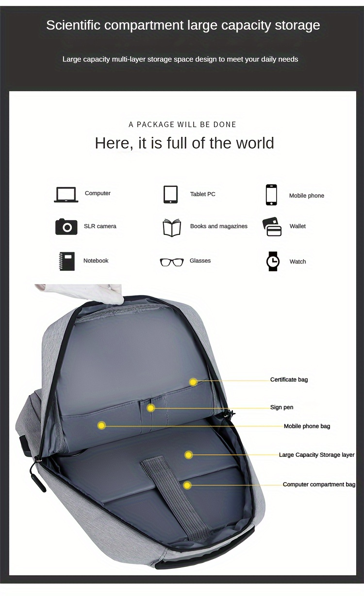 1pc Travel Laptop Storage Backpack, Durable Large Capacity Business Backpack For Valentine'S Day Gifts, Birthday Gifts And Christmas Gifts