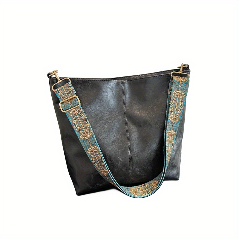 TEMU 1pc Bohemian Geometric Strap Hobo Bag, Large Capacity Ethnic Crossbody Bag, Women's Retro Style Shoulder Bag For Best Birthday Gifts, Christmas