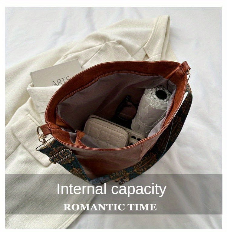 1pc Bohemian Geometric Strap Hobo Bag, Large Capacity Ethnic Crossbody Bag, Women'S Retro Style Shoulder Bag For Best Birthday Gifts, Halloween Gifts And Christmas Gifts