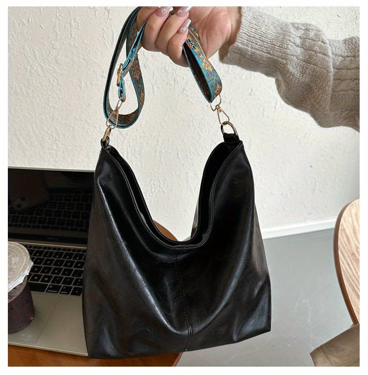 1pc Bohemian Geometric Strap Hobo Bag, Large Capacity Ethnic Crossbody Bag, Women'S Retro Style Shoulder Bag For Best Birthday Gifts, Halloween Gifts And Christmas Gifts