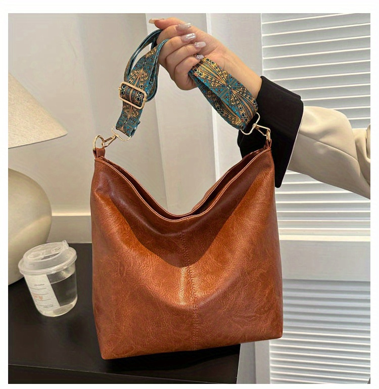 1pc Bohemian Geometric Strap Hobo Bag, Large Capacity Ethnic Crossbody Bag, Women'S Retro Style Shoulder Bag For Best Birthday Gifts, Halloween Gifts And Christmas Gifts