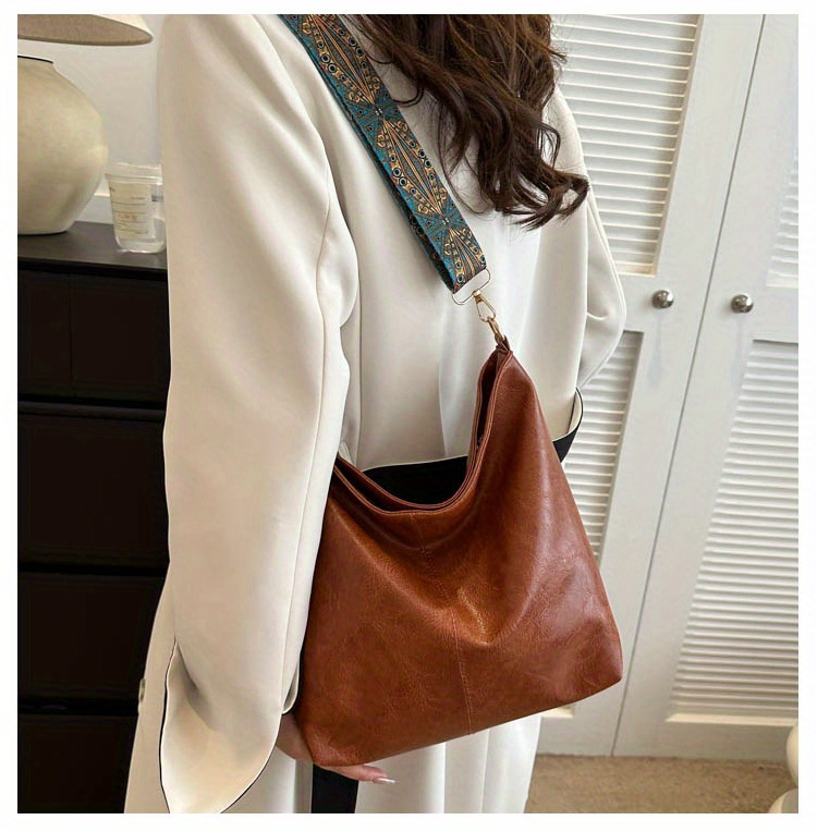 1pc Bohemian Geometric Strap Hobo Bag, Large Capacity Ethnic Crossbody Bag, Women'S Retro Style Shoulder Bag For Best Birthday Gifts, Halloween Gifts And Christmas Gifts