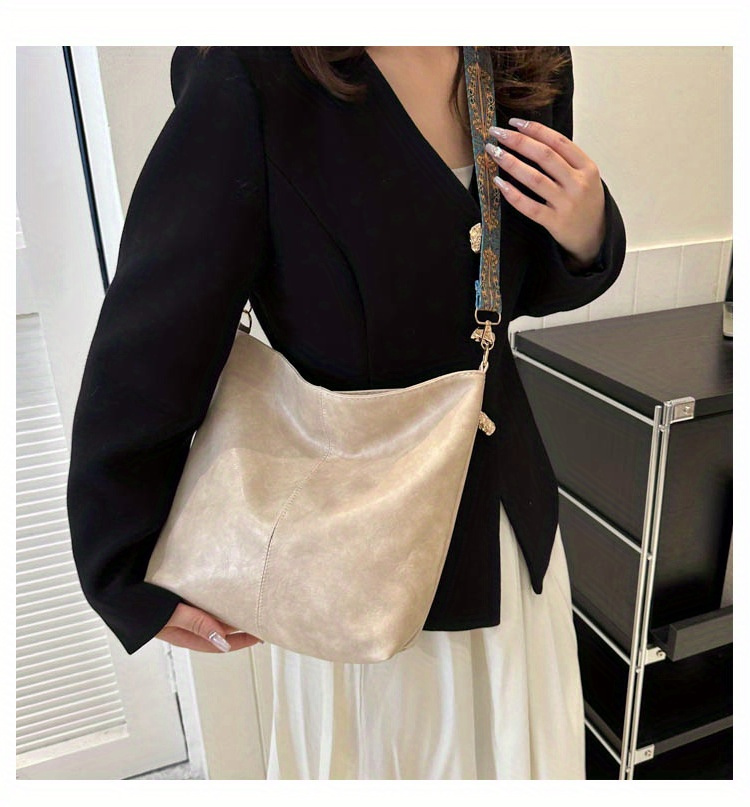 1pc Bohemian Geometric Strap Hobo Bag, Large Capacity Ethnic Crossbody Bag, Women'S Retro Style Shoulder Bag For Best Birthday Gifts, Halloween Gifts And Christmas Gifts