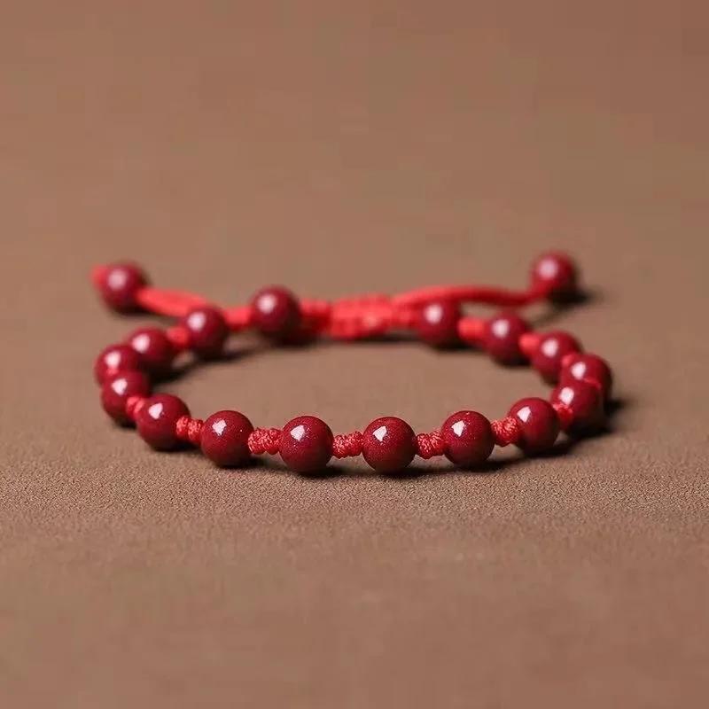 

Handcrafted 6mm Bohemian Red Bead Bracelet - Casual Attire & ,