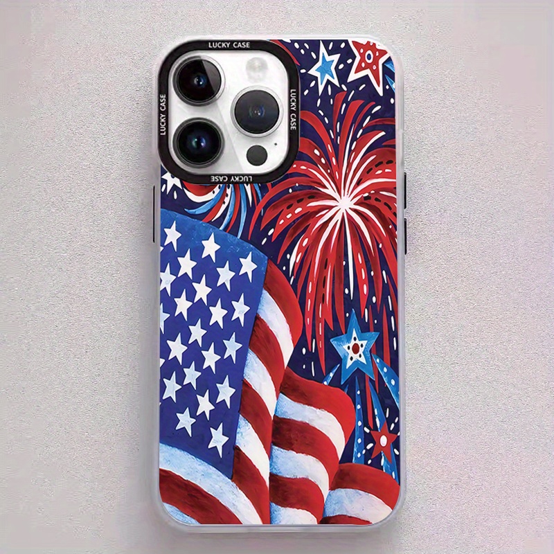 

Acrylic Phone Case For Iphone With Patriotic American Flag And Fireworks Design, Durable Protective Cover With Vibrant Silk Screen Finish - Cs0167