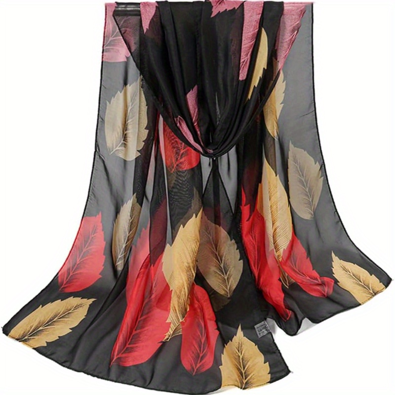 E-shop Leichter Atmungsaktiver Polyester-Chifonschal für Damen - Eleganter Blumenmuster-Schal für Draußen und Strand, Vielseitiges Modeaccessoire für