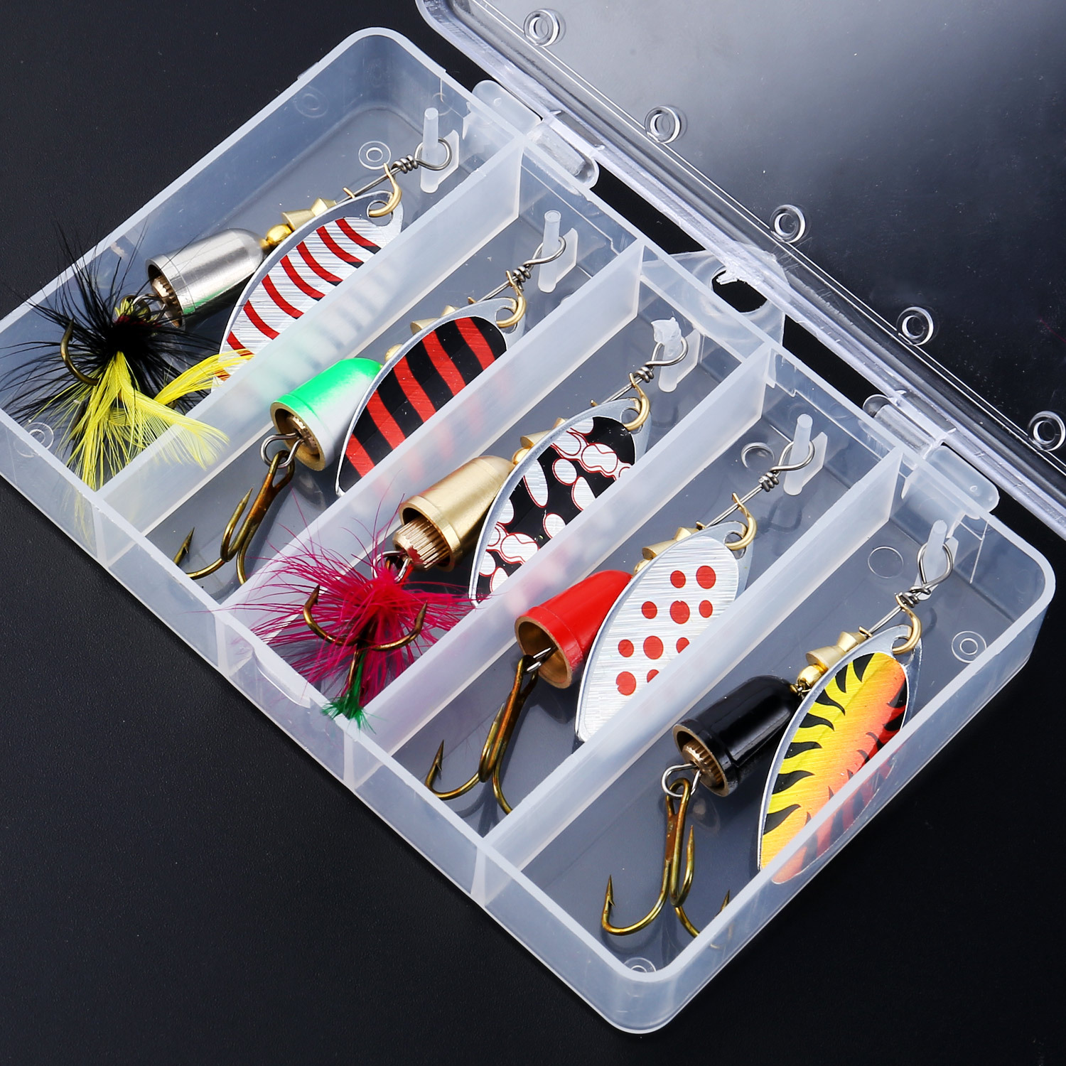 

Sougayilang Spinnerbait 5pcs/box Fishing Lure Hard Metal Spinner Baits Kit For Bass Trout Salmon Fish