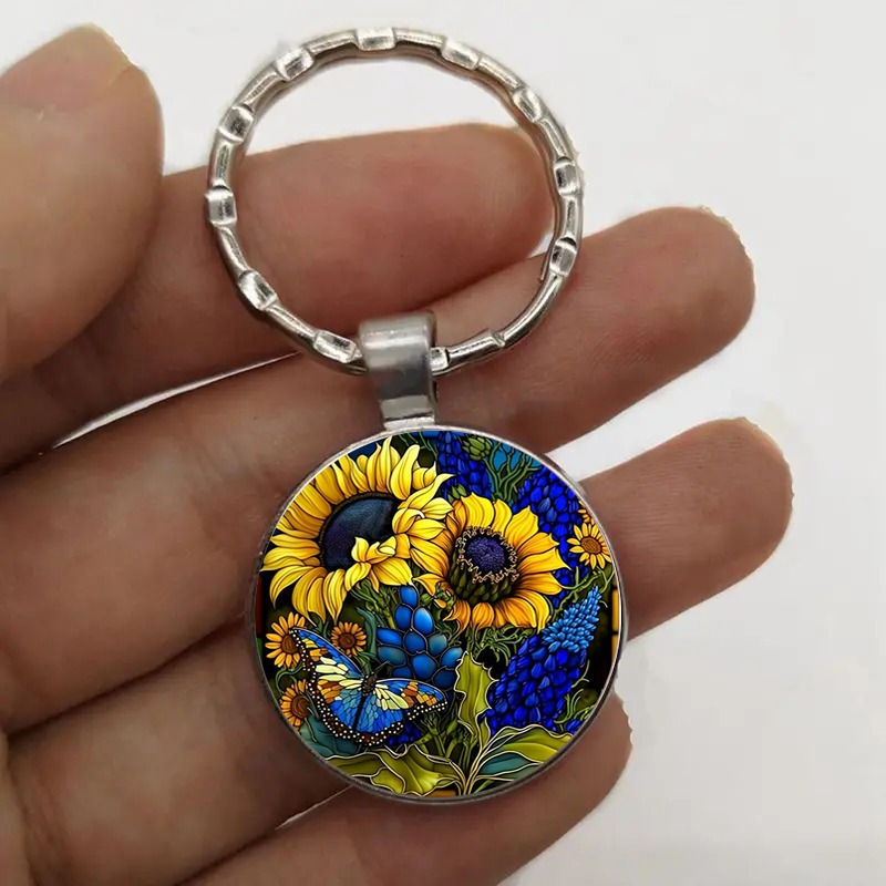 

1/3/5pcs Sunflower Butterfly Keychain Bag Backpack Mini Car Key Pendant Jewelry Flower Lover Mom Dad Gift