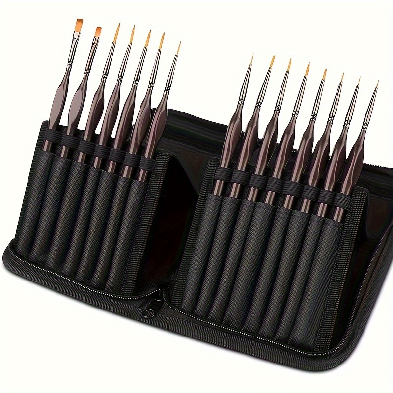 

Detail Paint Brush Set, 15pcs Miniature Painting Brushes Kit, Professional Paint Brushes Set With Carrying Case, Suitable For Acrylic, Oil, Watercolor, Face, Nail, Scale Model Painting