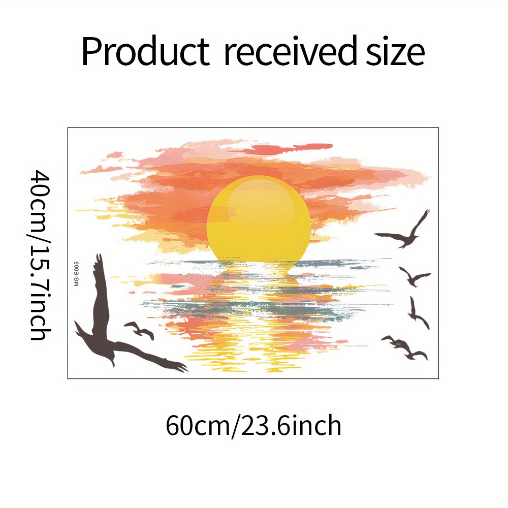 Image of 1pc, Romantic Literary Ocean Beach Sunset Skyscape Seagull Pattern Wall Sticker, Home Decor Living Room Bedroom Dining Room Study Entrance Wall Decorative Sticker, Pvc Material Adhesive Removable