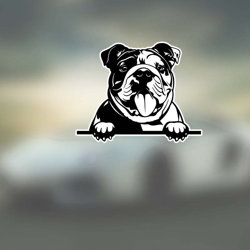 

Smiling Bulldog Decal, Dog Breed Bumper Sticker, For Laptops Tumblers Windows Cars Trucks Walls,