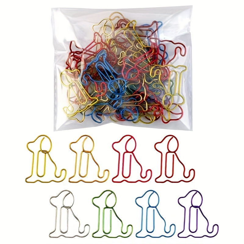 

Whimsical Colorful Animal Paper Clips - 24/48 Pcs - Sitting Dog Figurine Shape - High-quality Iron Paper Clips For Office Or School Use