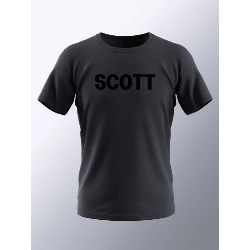 

T-shirt imprimé Scott, T-shirt décontracté et confortable à col rond pour homme, haut tendance à manches courtes pour les tenues quotidiennes d'été