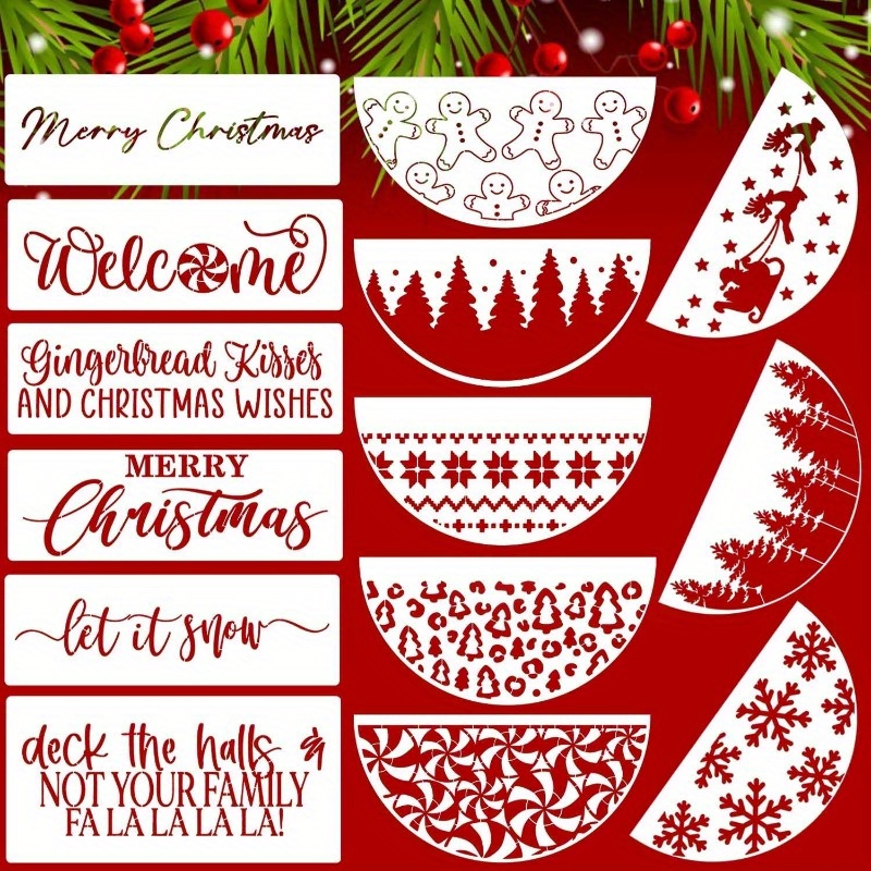 Christmas Stencils For Painting 16pcs Christmas Stencils Template Reusable Merry Christmas Christmas Card Making Supplies for Free Printable Merry Christmas Stencils