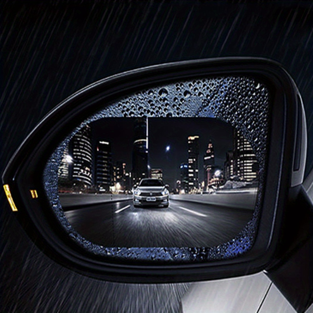 2-Pack PVC Anti-Fog Mirror Protective Film Stickers, Waterproof Rainproof Clear Vision Shield for Vehicle Side Mirrors, Auto Exterior Accessory