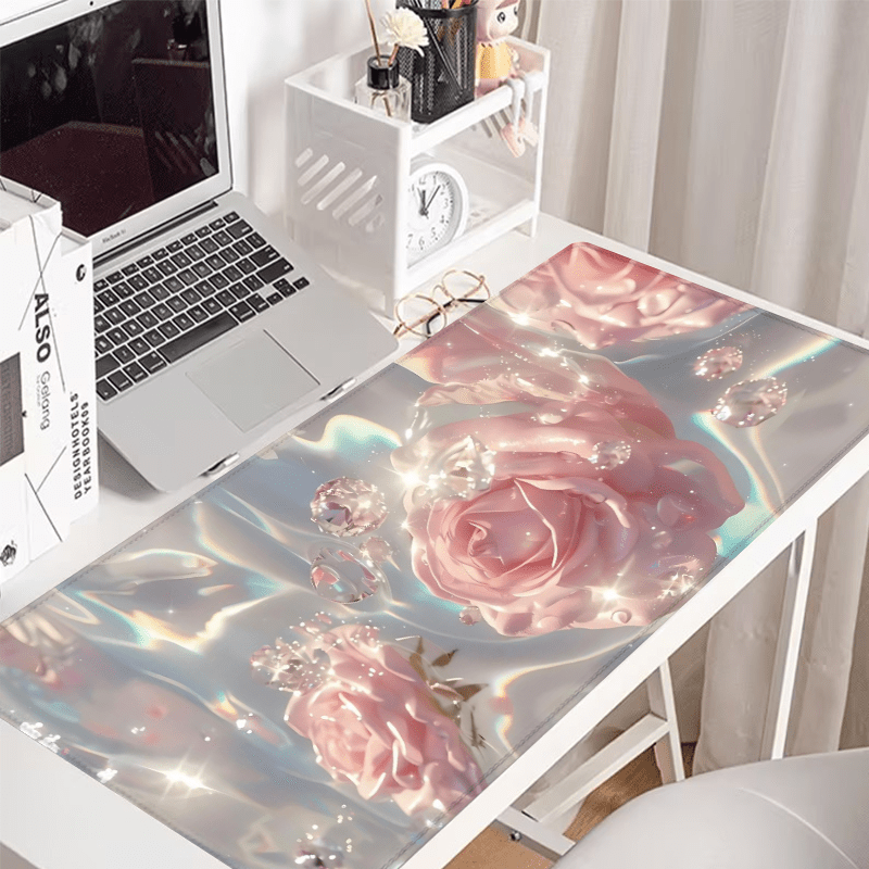 

Extra Large Floral Mouse Pad With Non-slip Rubber Base - Edge Desk Mat For Gaming And Office, 35.4x15.7 Inch - Perfect Gift For Women