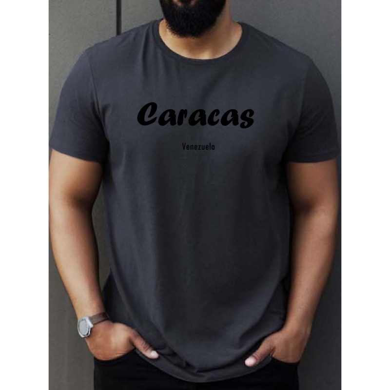 

Venezuela Cities Caracas Print Tee Shirt, Tees For Men, Casual Short Sleeve T-shirt For Summer