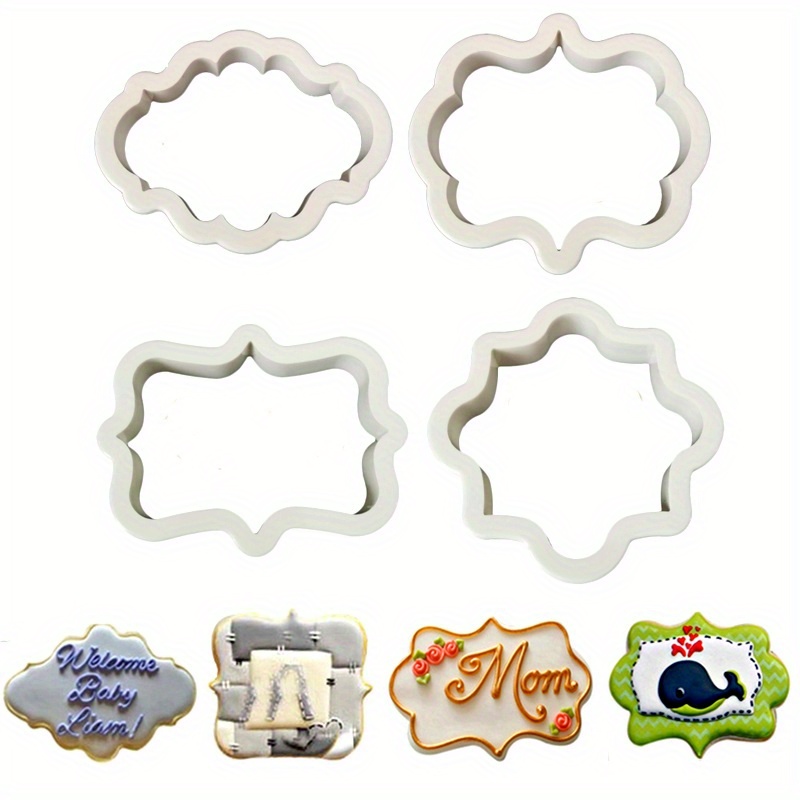 

4pcs, Vintage Plaque Frame Set, Plastic Fondant And Pastry Decorating Tools, Baking Dough Cutting Mold, Baking Tools