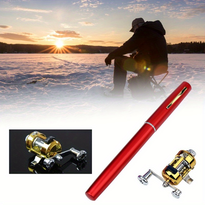 

1pc Aluminum Alloy Pen Style Fishing Rod, Mini Portable Pocket Small Fishing Rod For Ice Raft Fishing Bridge Fishing, Gift For