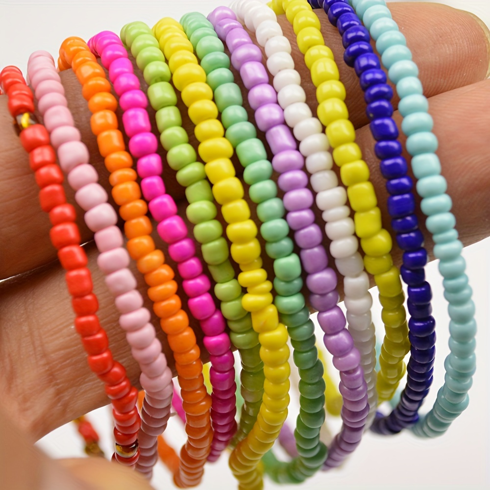 

30pcs Boho Style Beaded Anklet Set With Colorful Mini Rice Beads Stackable Ankle Bracelet Set