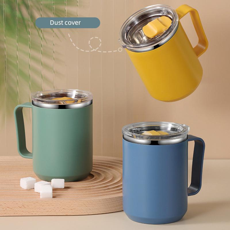 

1pc With Handle And Lid Coffee Mug Traveling Cup Stainless Steel Insulated Cup