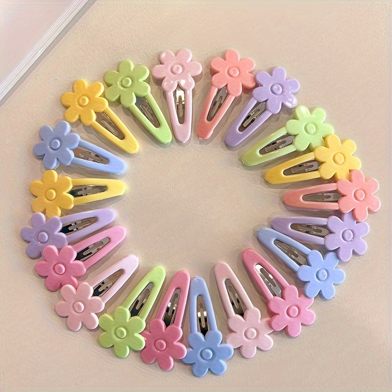 

8/16pcs Sweet Candy Colors Flower Bow Hair Clips, Cartoon Style Casual Hair Accessories, Photo Props