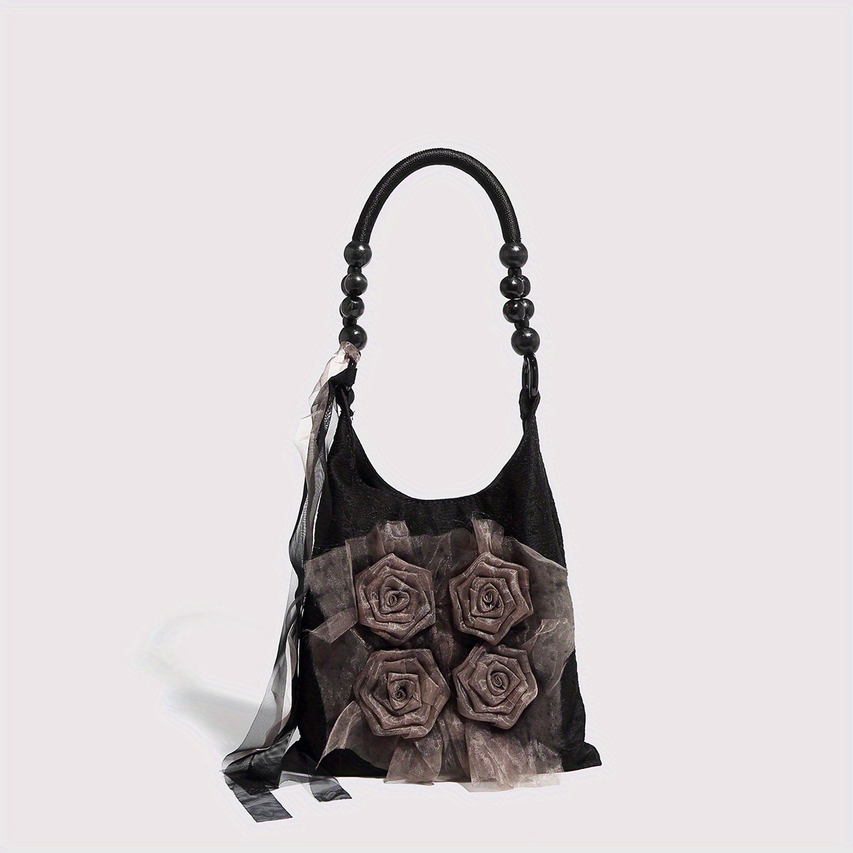 

New Retro Grass Tie-dye Rose Flower Bag Pleated Armpit Bag Commuter Tote Bag Shoulder Handbag